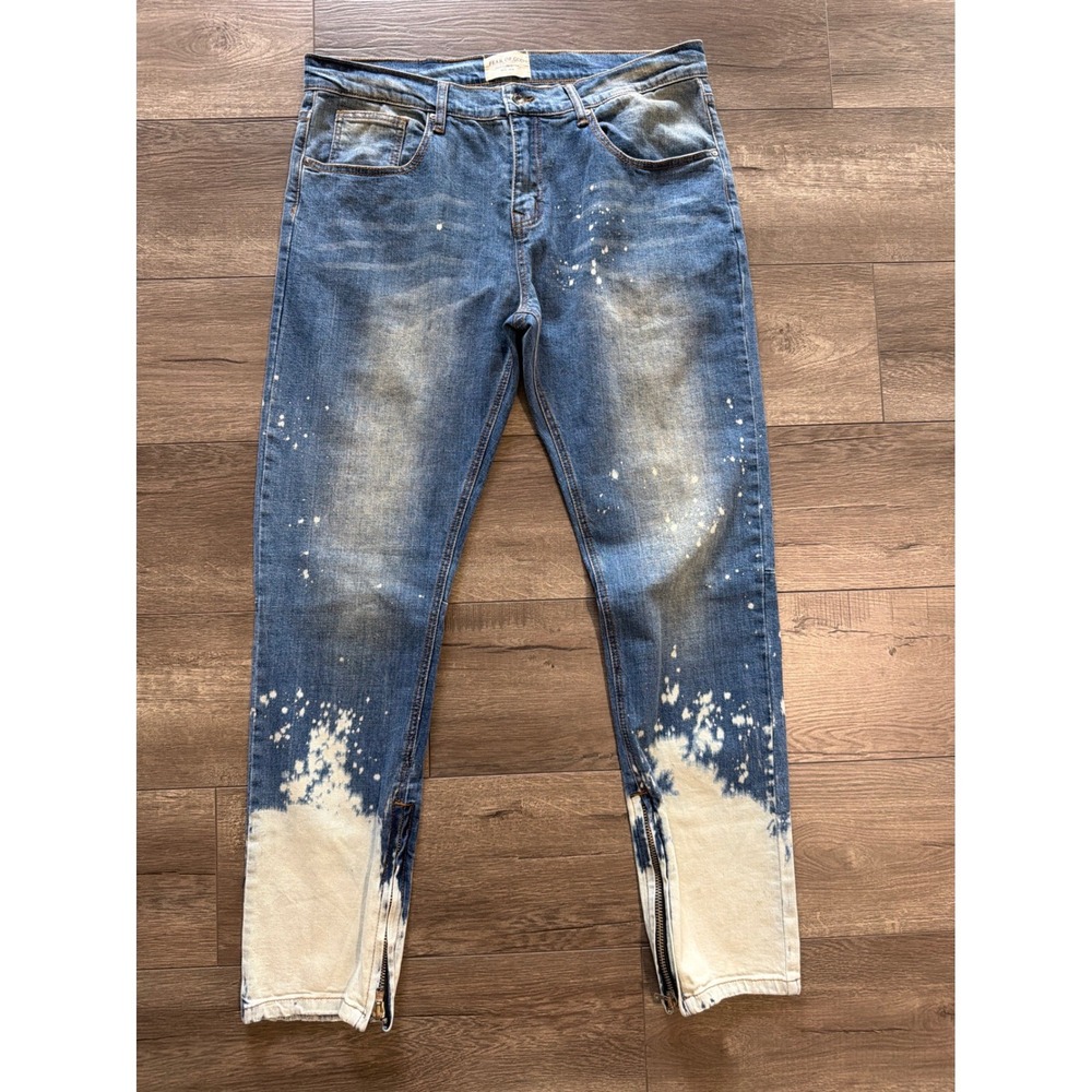 Fear of God Fourth Collection 2015-2016 Indigo Paint Splatter Zip Ankle Jeans 30